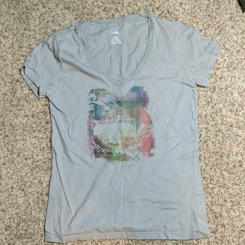 Grey North Face graphic tee women's medium